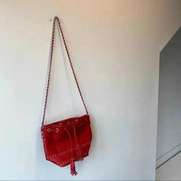 Mango Red Leather Studded Purse - Picture 4 of 12